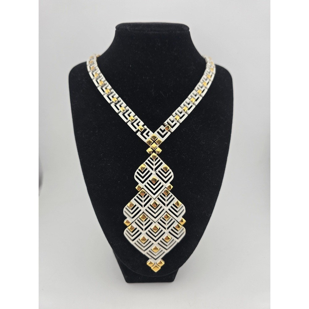 1970's Monet Vintage Art Deco Statement Necklace